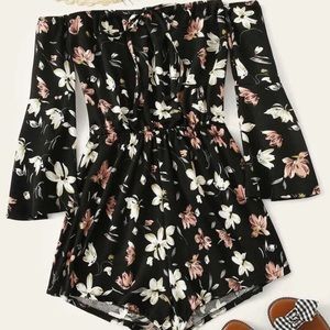 Floral off the shoulder romper
